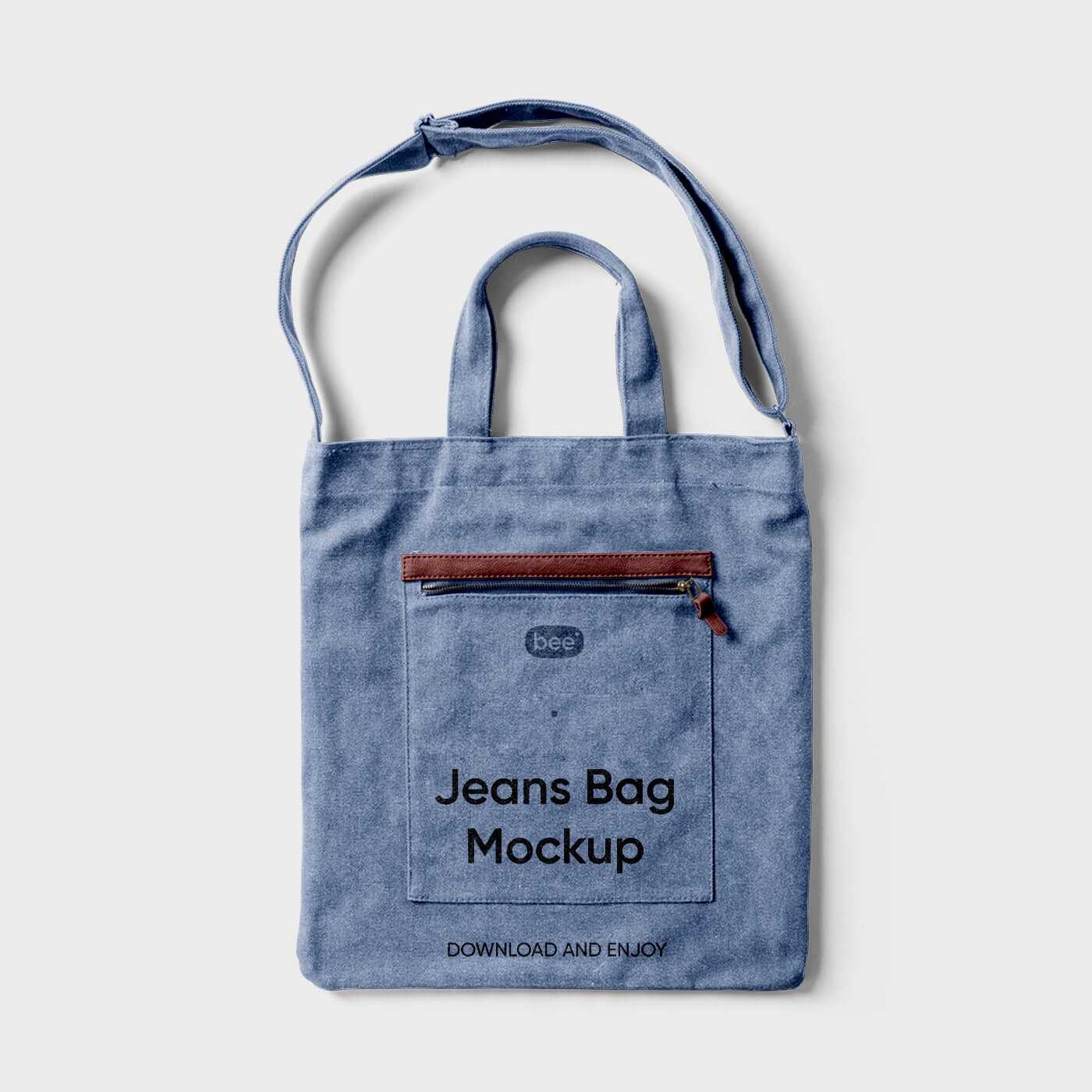Top View of Wrinkled Jeans Hand Bag Mockup