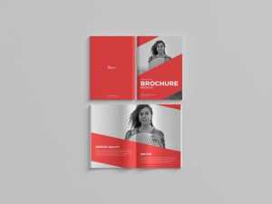 Top view Scene of Saddle Stitch Brochure Mockup Free PSD