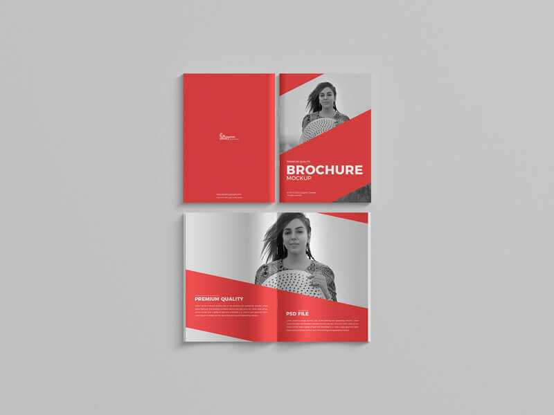 Top view Scene of Saddle Stitch Brochure Mockup Free PSD