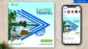 Tour And Travel Agency Free Social Media Post Design PSD Template