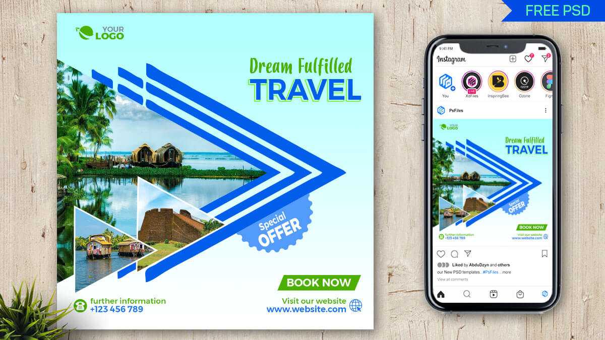 Tour And Travel Agency Free Social Media Post Design PSD Template