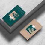 Two Floating Business Cards Mockup on Concrete Scene