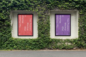 Two Posters on Wall Mockup