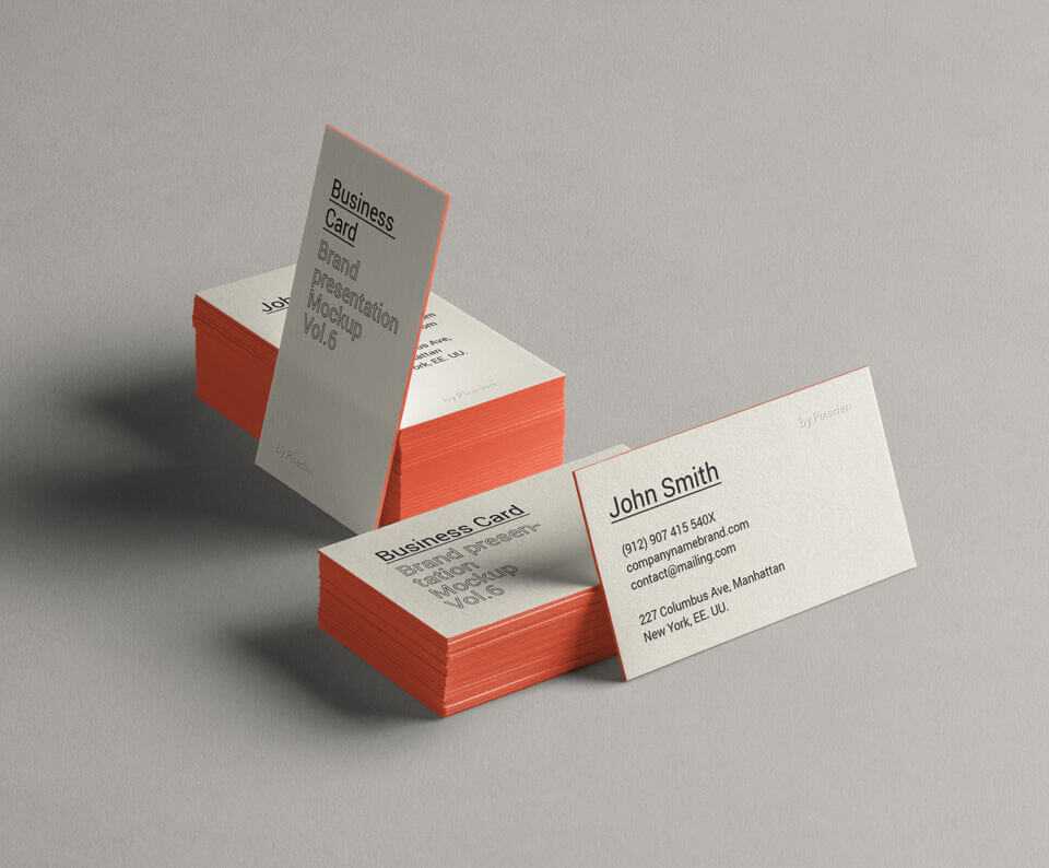 Two Stacks Business Cards Mockup PSD Perspective View