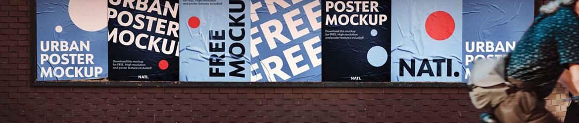 Ultra Wide Urban Paper Poster Mockup Free PSD