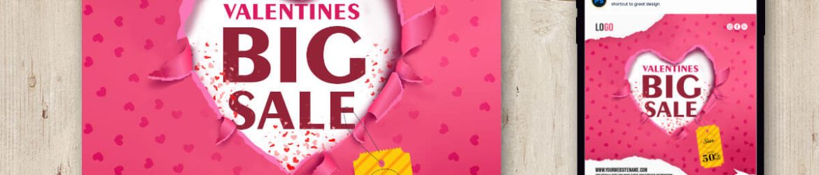 Valentines Day Big Sale Instagram Promotion Post Design Free PSD