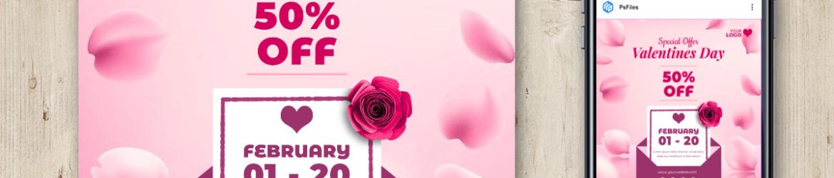 Valentines Day Special Offer Social Media Post PSD Template