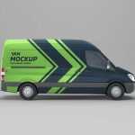 Van Side View Mockup Free PSD