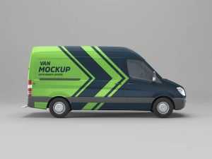 Van Side View Mockup Free PSD