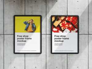Wall hanging Frame Poster Mockup Free PSD