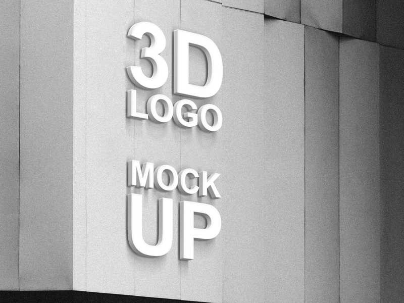 Wall Mounted 3D Sign Logo Mockup