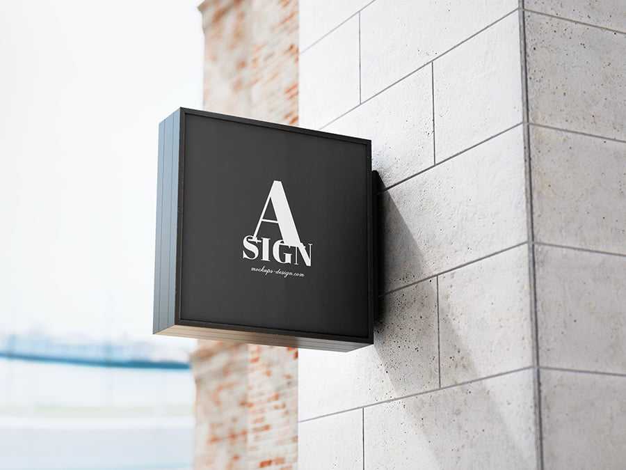 Wall Mounted Signage Mockup PSD