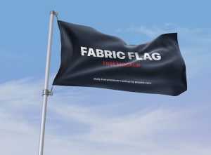 Waving Fabric Flag Mockup PSD free