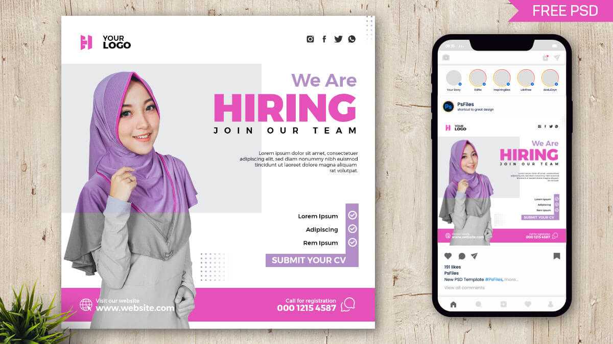 We are Hiring Job Vacancy Social Media Banner or Instagram Post Template Design