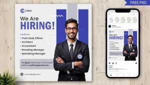 We Are Hiring Social Media Post PSD – Free Download for Job Vacancy Announcements