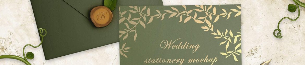 Wedding Invitation Card and Envelope Free Mockup PSD