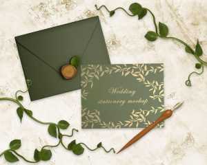 Wedding Invitation Card and Envelope Free Mockup PSD