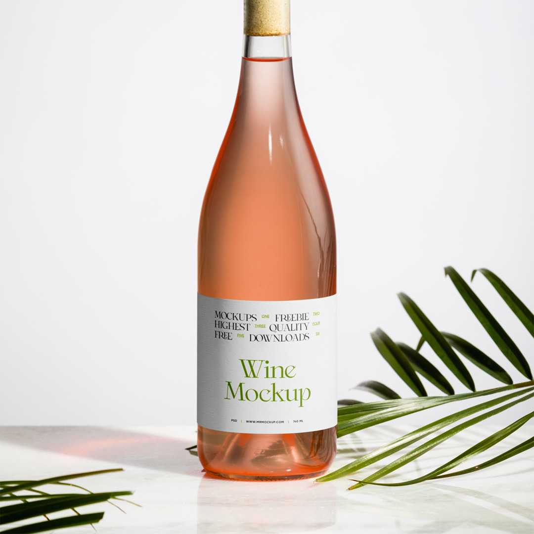 Wine Bottle with Label Mockup
