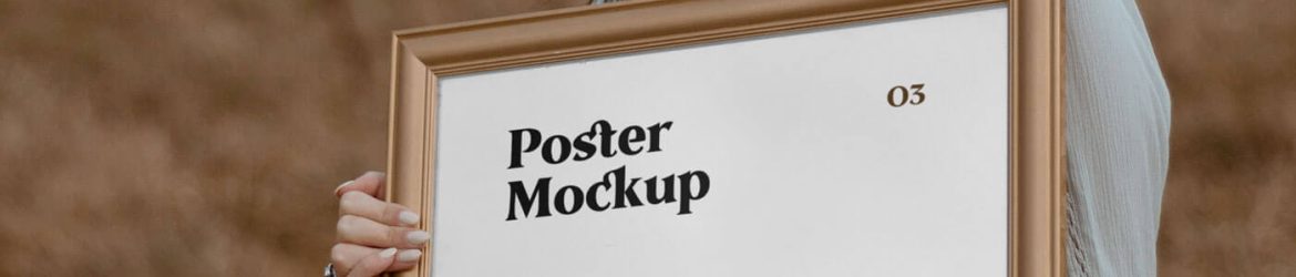 Women Holding Poster Mockup PSD free