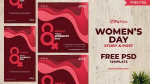 Women's Day Social Media Design Post + Story PSD Template