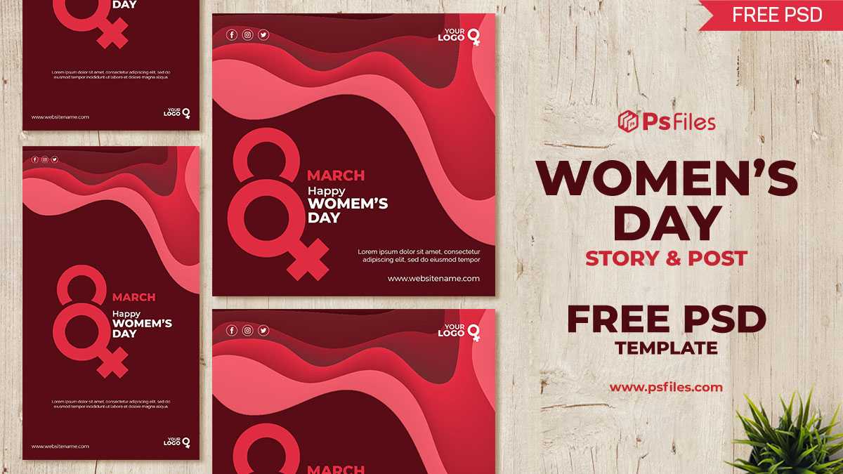 Women's Day Social Media Design Post + Story PSD Template