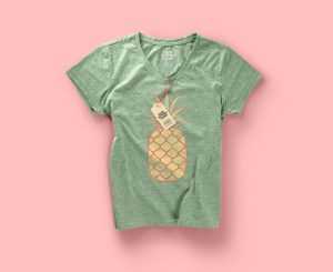 Women V-Neck Free Wrinkle T-Shirt Mockups PSD Front and Back
