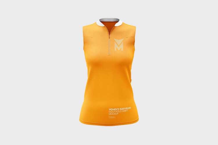 Women’s Sleeveless Golf Polo Shirt 3 Mockups PSD set