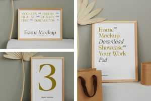 Wood Frame on Brick Mockup