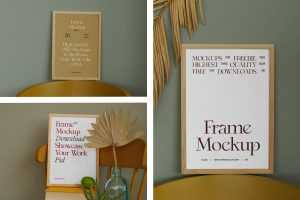 Wood Frame on Chair Mockups