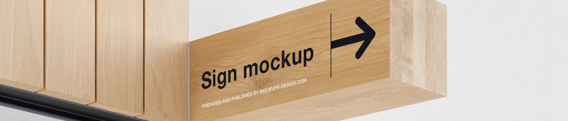 Wooden Direction Sign Logo Mockup Free PSD set