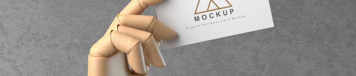 Wooden Hand Holding Business Card Mockup PSD