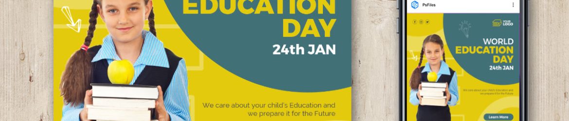 World Education Day Post PSD Template for Free