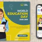 World Education Day Post PSD Template for Free
