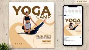 Yoga Training Camp Free Social Media Post Design PSD Template
