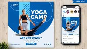 Yoga Training Camp Free Social Media Post Design PSD Template