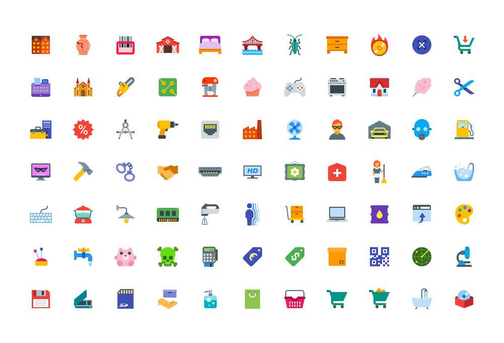 100 Free Flat Color Icons