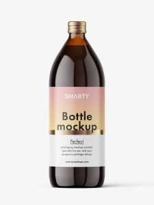 1000 ml pharmacy bottle mockup / amber