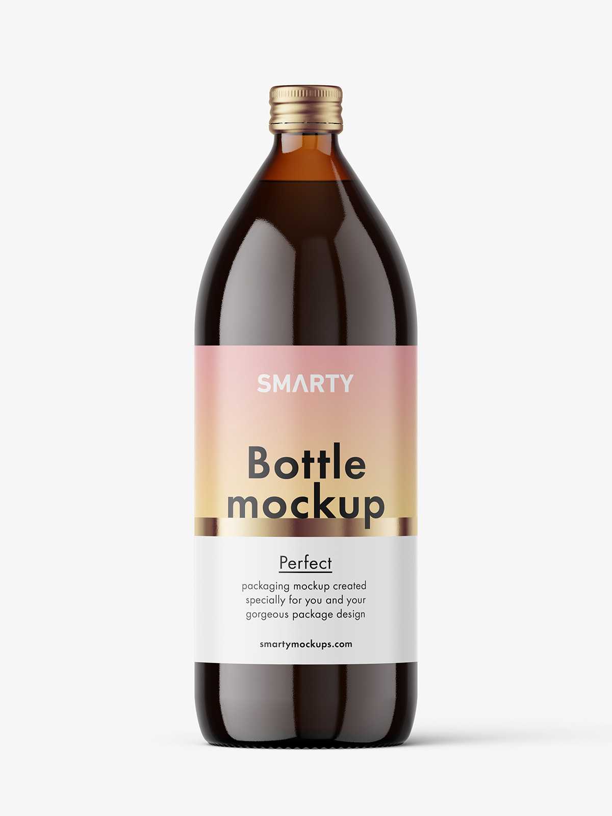 1000 ml pharmacy bottle mockup / amber