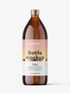 1000 ml pharmacy bottle mockup / amber