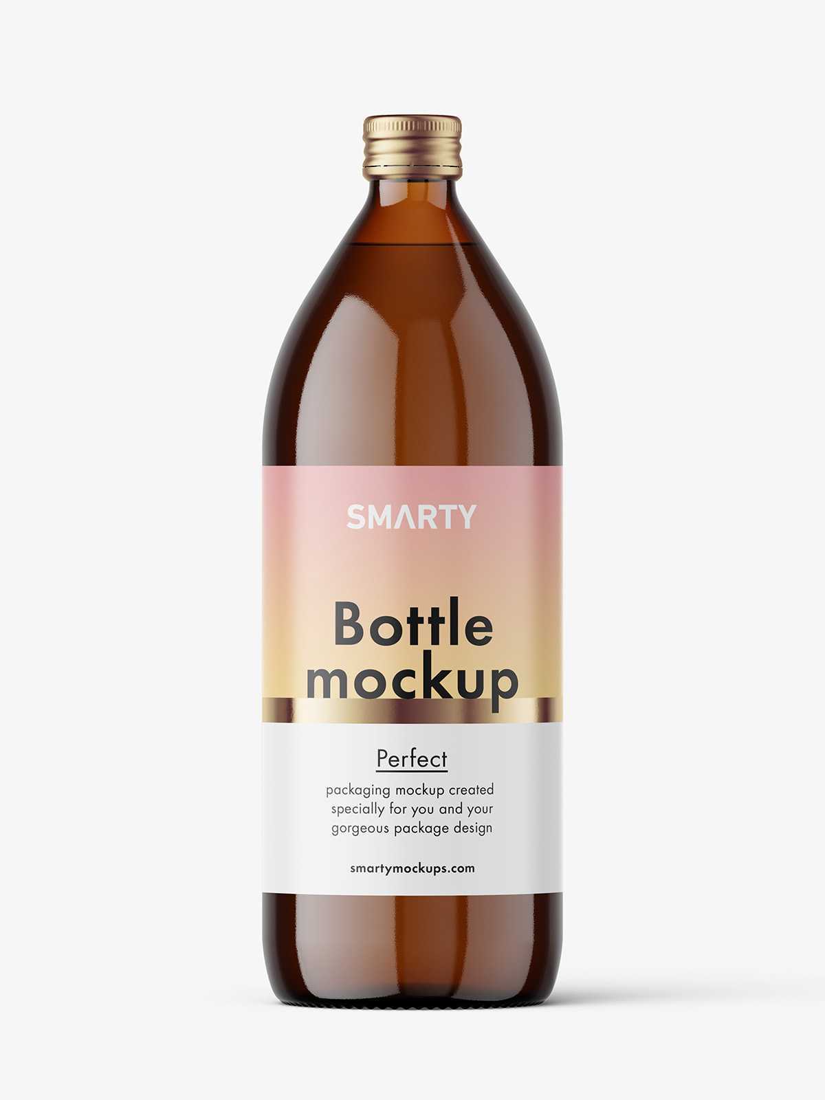 1000 ml pharmacy bottle mockup / amber