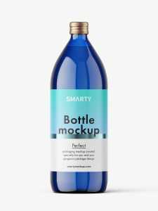 1000 ml pharmacy bottle mockup / blue