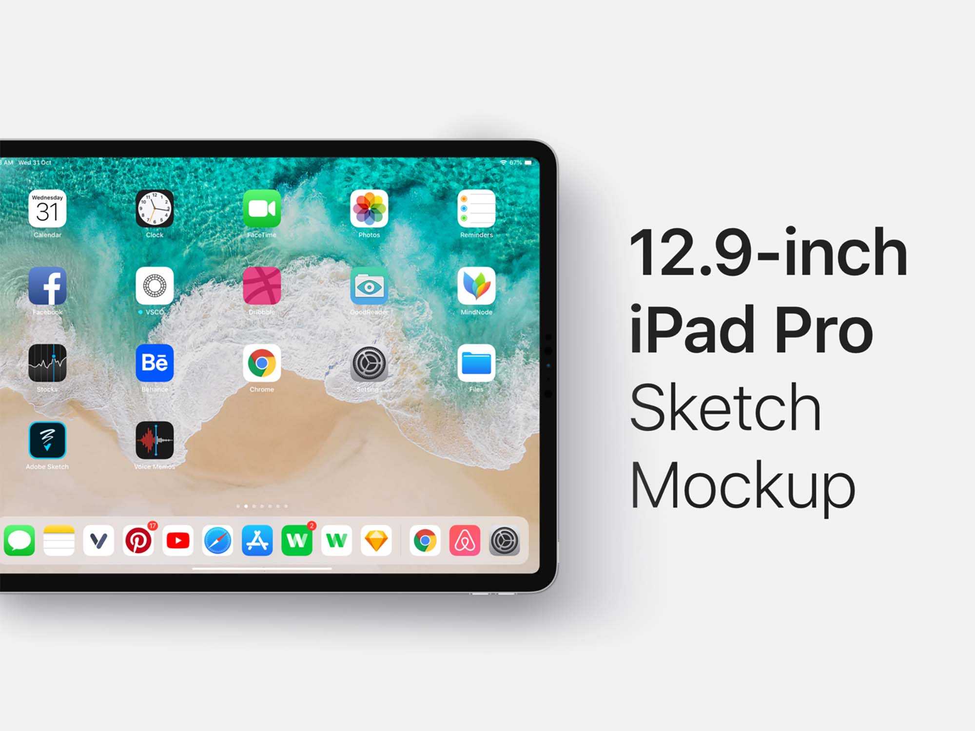 12.9 Inch iPad Pro Mockup (Sketch)