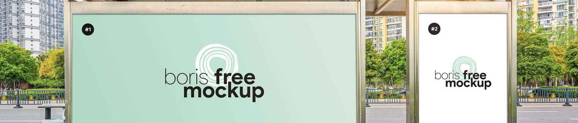 2 Free Bus Stop Billboards Mockup (PSD)