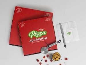 2 Free Pizza Box Package Mockup (PSD)
