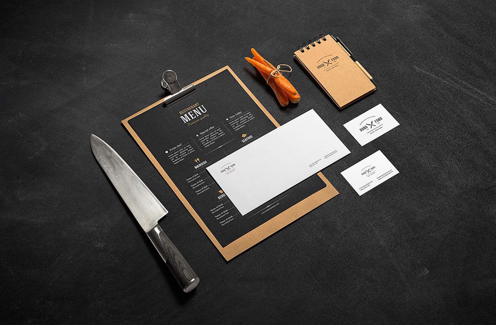 2 Free Restaurant & Bar Branding Mockups (PSD)