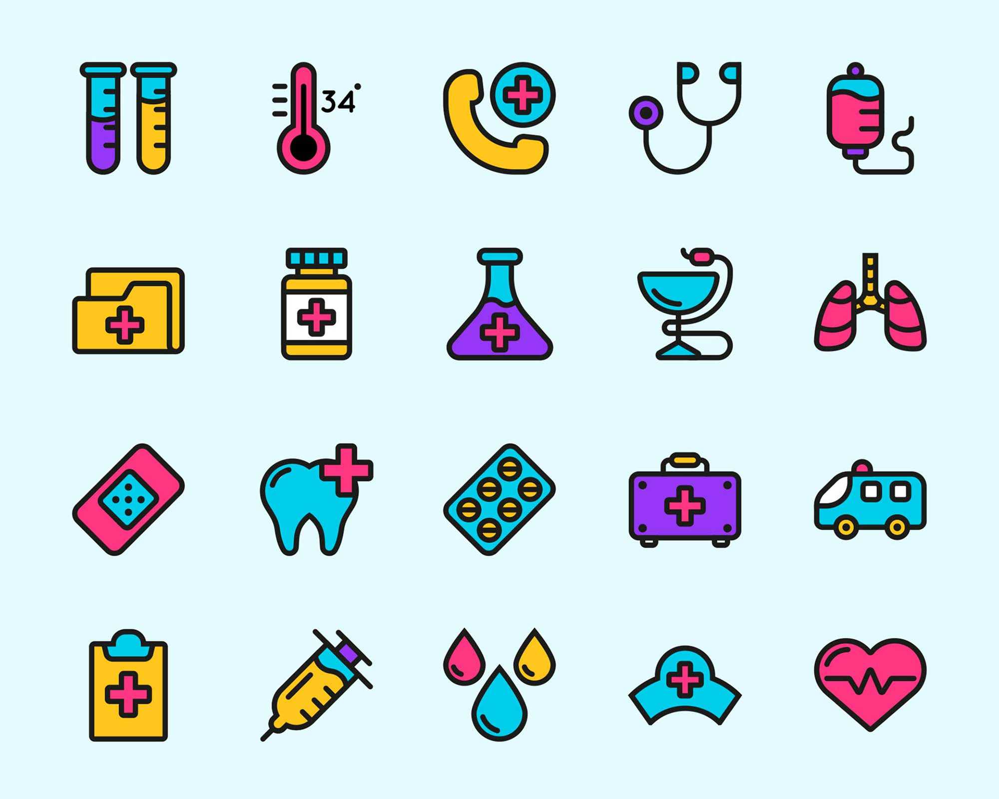20 Free Medical Icons (AI)