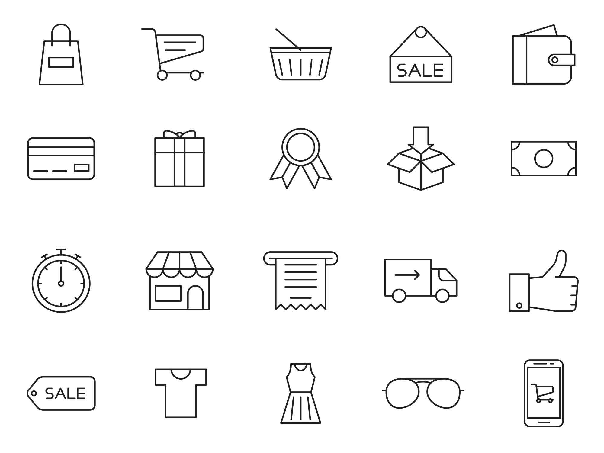 20 Free Shopping Vector Icons (AI)