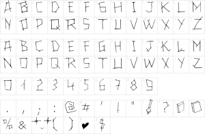Mapa de caracteres da fonte 24 Boughs Font