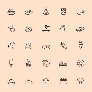 25 Food Vector Icons (Ai)