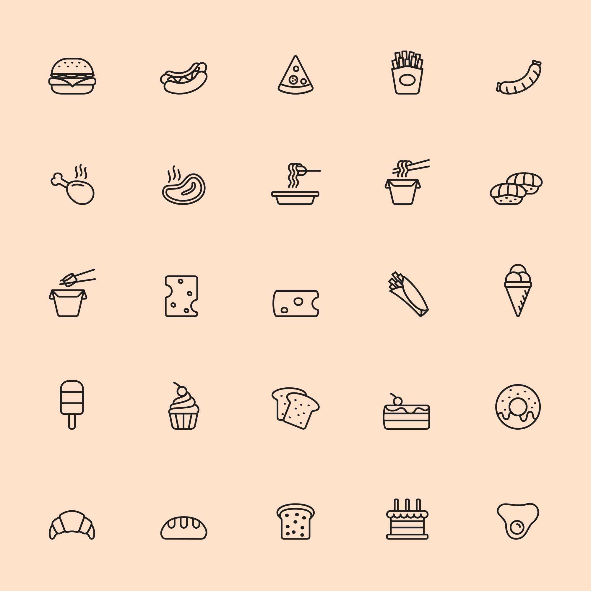 25 Food Vector Icons (Ai)